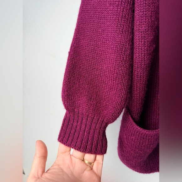 Peruvian Link Sweater Womens OS Deep Purple Cardigan Alpaca Cozy Open Soft Work - Picture 6 of 9
